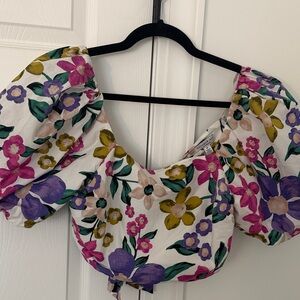 Current air Floral crop Puff Sleeve Top M